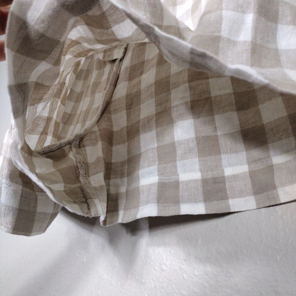 Plaid High Rise Linen Short Summer Vacay Size XL Elastic Waist Zipper Pockets - Picture 10 of 12